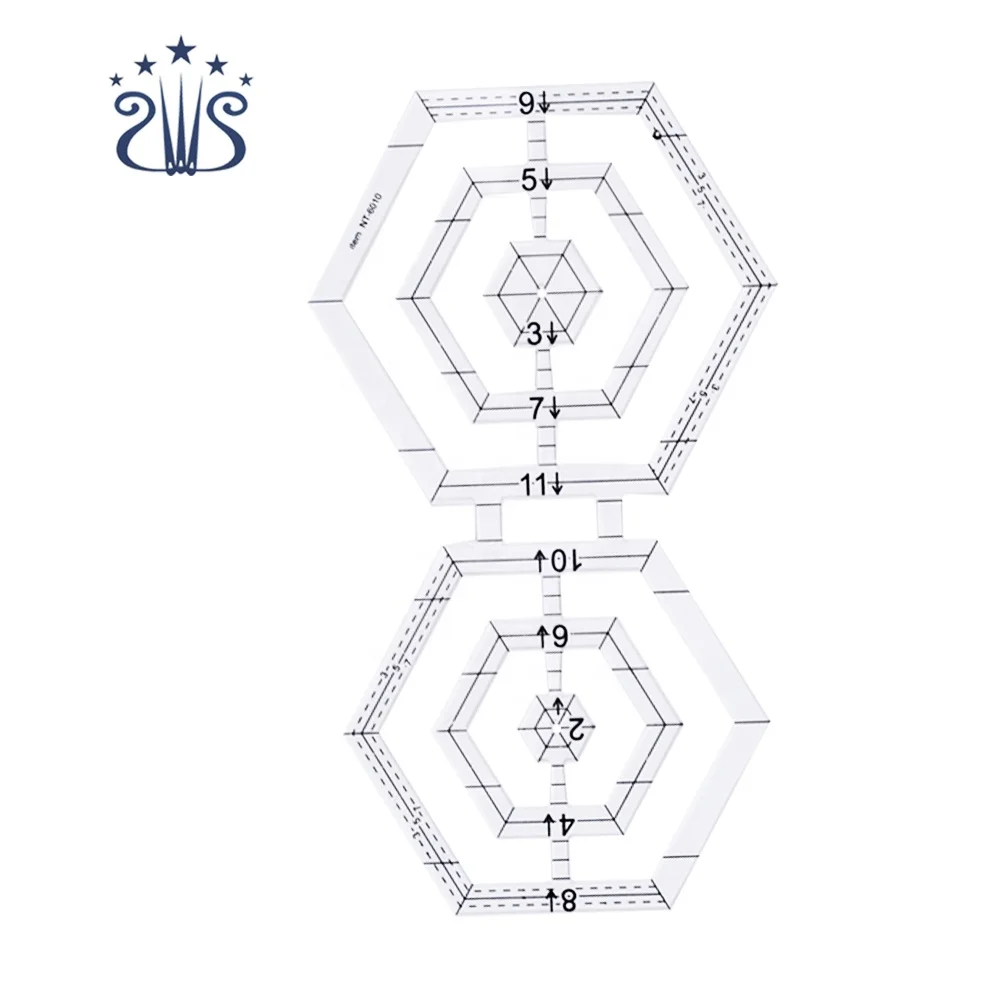 
DIY Sewing Accessory Tools Double Hexagon Patchwork Template Quilting Kit Acrylic Ruler 