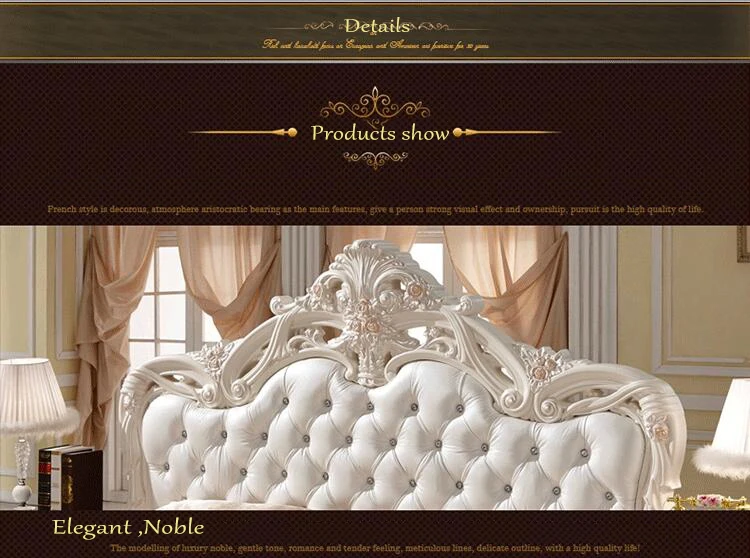 modern european solid wood bed Fashion Carved 1.8 m bed french bedroom furniture pfy10019