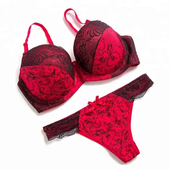 red and black bra and panty set