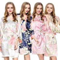 

Fung 3016 NEW Arrival Rose Silky Satin Floral Bridesmaid Robe