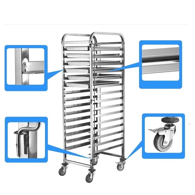 Hotel Rock Trolley Restaurant Equipment Stainless Steel Stainless Steel Pan Trolley