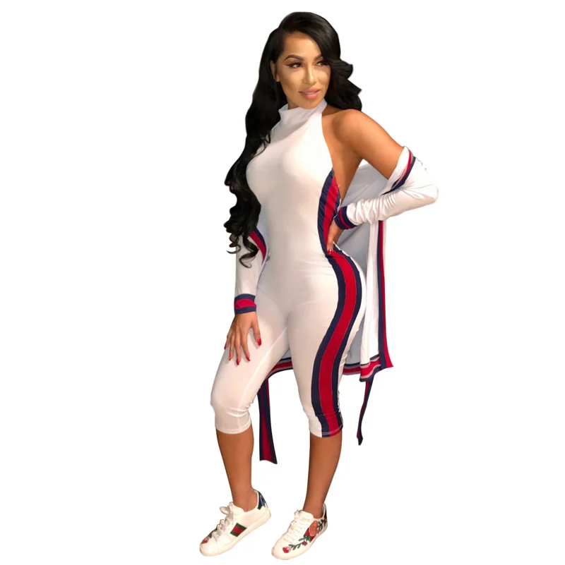 

2 Piece Overall Sexy Halter Slim Jumpsuit Women Playsuit, White;black