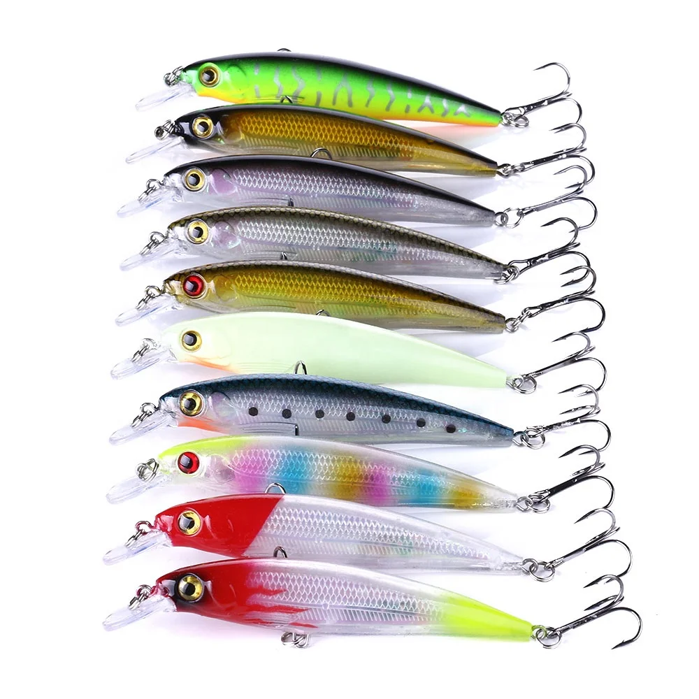 

11CM 13.4G 2019 bionic suspending Bass trout minnow lure Crankbait Hook Cheap fishing lures set, 10 colors