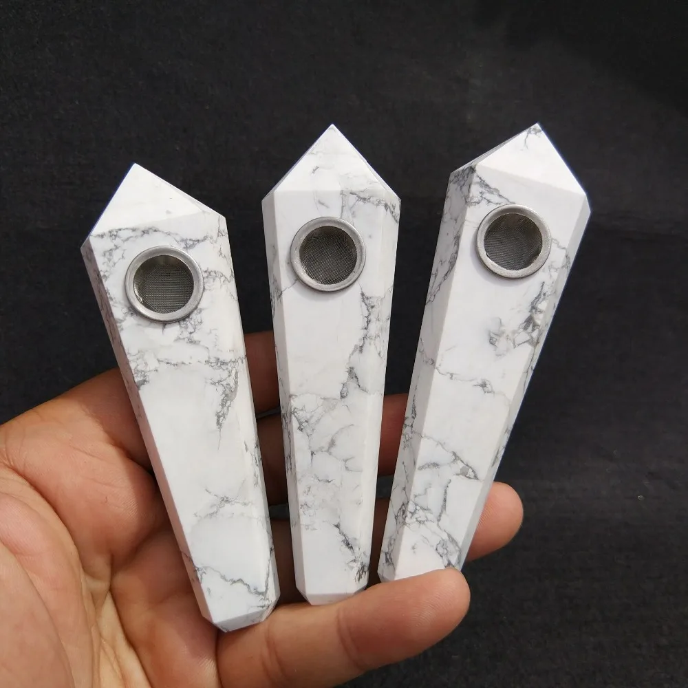 

wholesale natural fancy white turquoise crystal smoking pipes