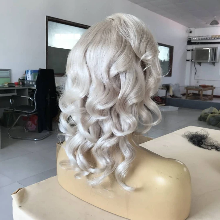 

human hair short white wig 10A white human hair wig A silver white wig