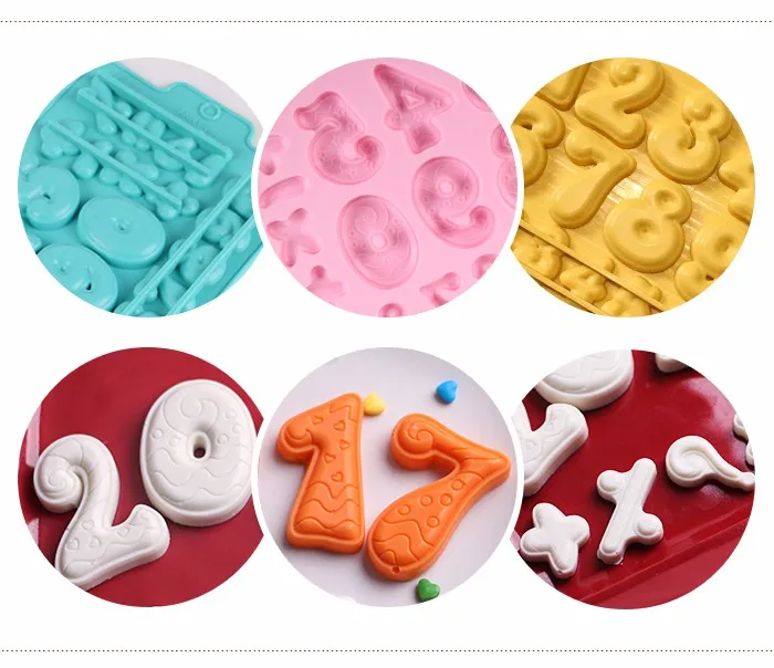 免费样品 3d 数字形状硅胶软糖模具蛋糕装饰工具