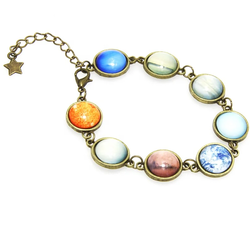 

Solar system bracelet Glass dome cabochon Planet bracelet Space Galaxy Planet Jewelry Stars bracelet