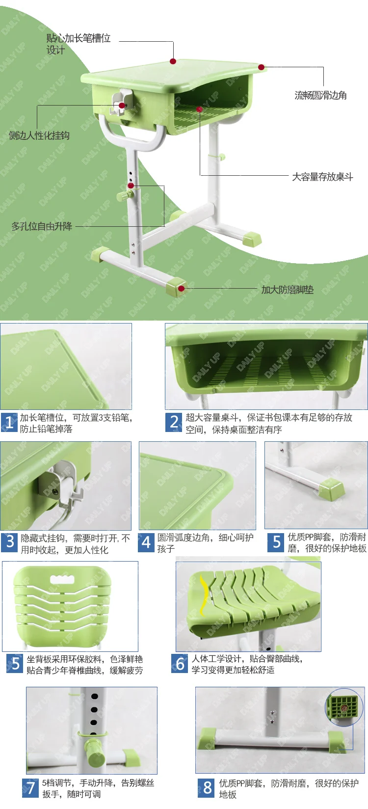 Plastic School Desk And Chair Height Adjustable Student Children Desk And Chair Furniture School Plastic Table And Chair