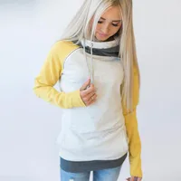 

2019 Winter Striped Patchwork Women Hoodies Sweatshirts Double Hooded Pocket Pullovers Long Sleeve Plus Size Tops