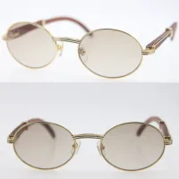 

2019 Wholesale Metal Oval Wood Sunglasses Unisex 2822546 Fashion Sun glasses Men Vintage Hot Size 53