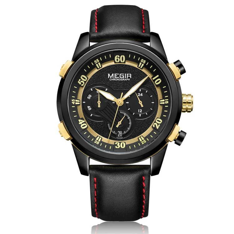 

MEGIR 2067 Luxury Brand Gold Men's Military Quartz Wristwatch Fashion Casual Dress Business Sport Watches