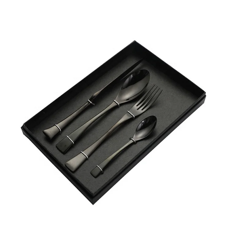 

China factory good price kaya black PVD coating Flatware set spoon and fork stainless steel cutlery for hotel restaurant home