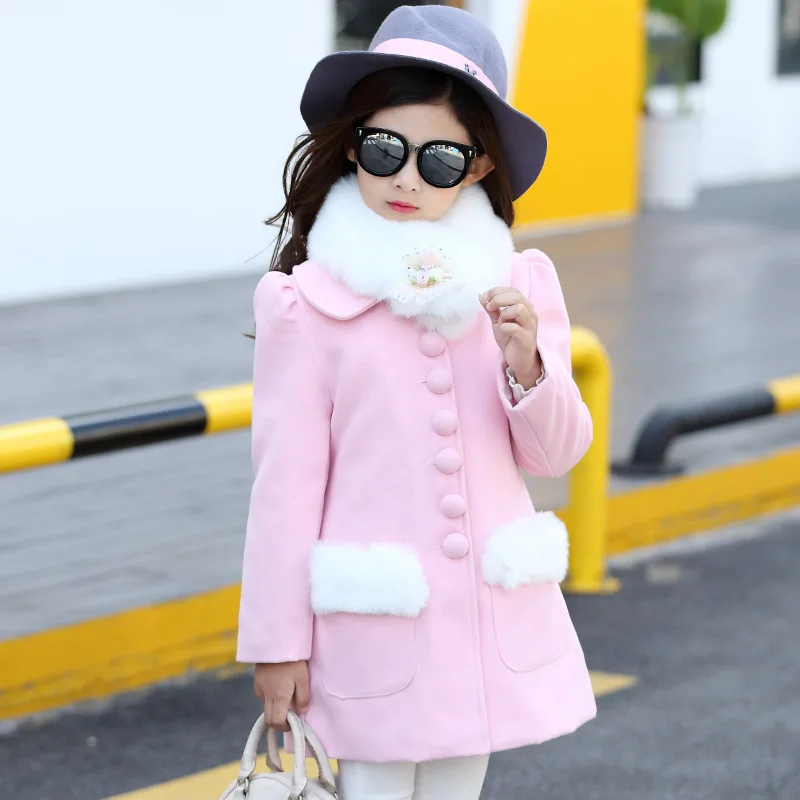 

Hot sale new fashion personality kids woolen jacket high quality children jacket, Pink/purple
