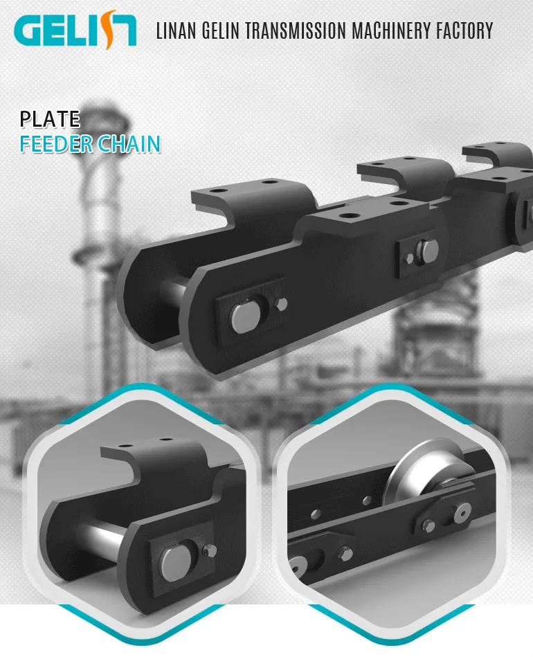 F Flanged Rollers Type Coal Handling Plant Steel Conveyor Chain For