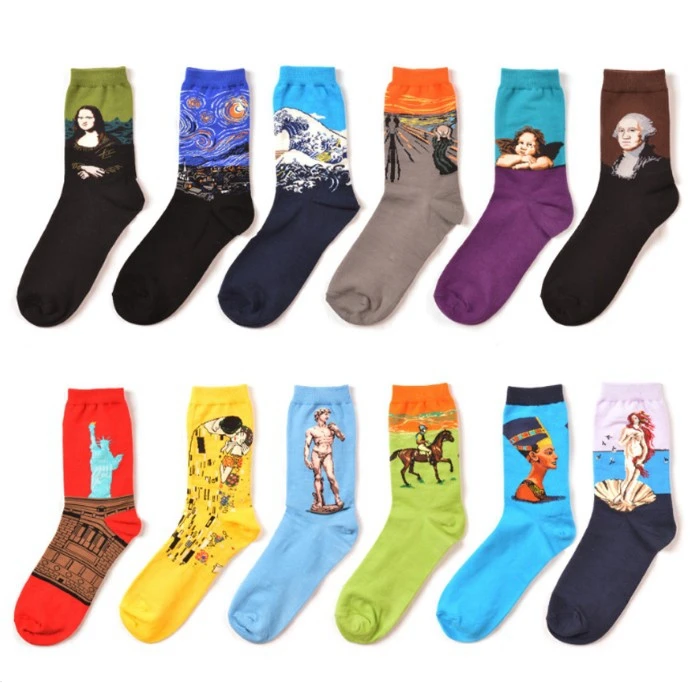 

Men's fashion abstract oil painting socks cotton winter unisex, Picture shown