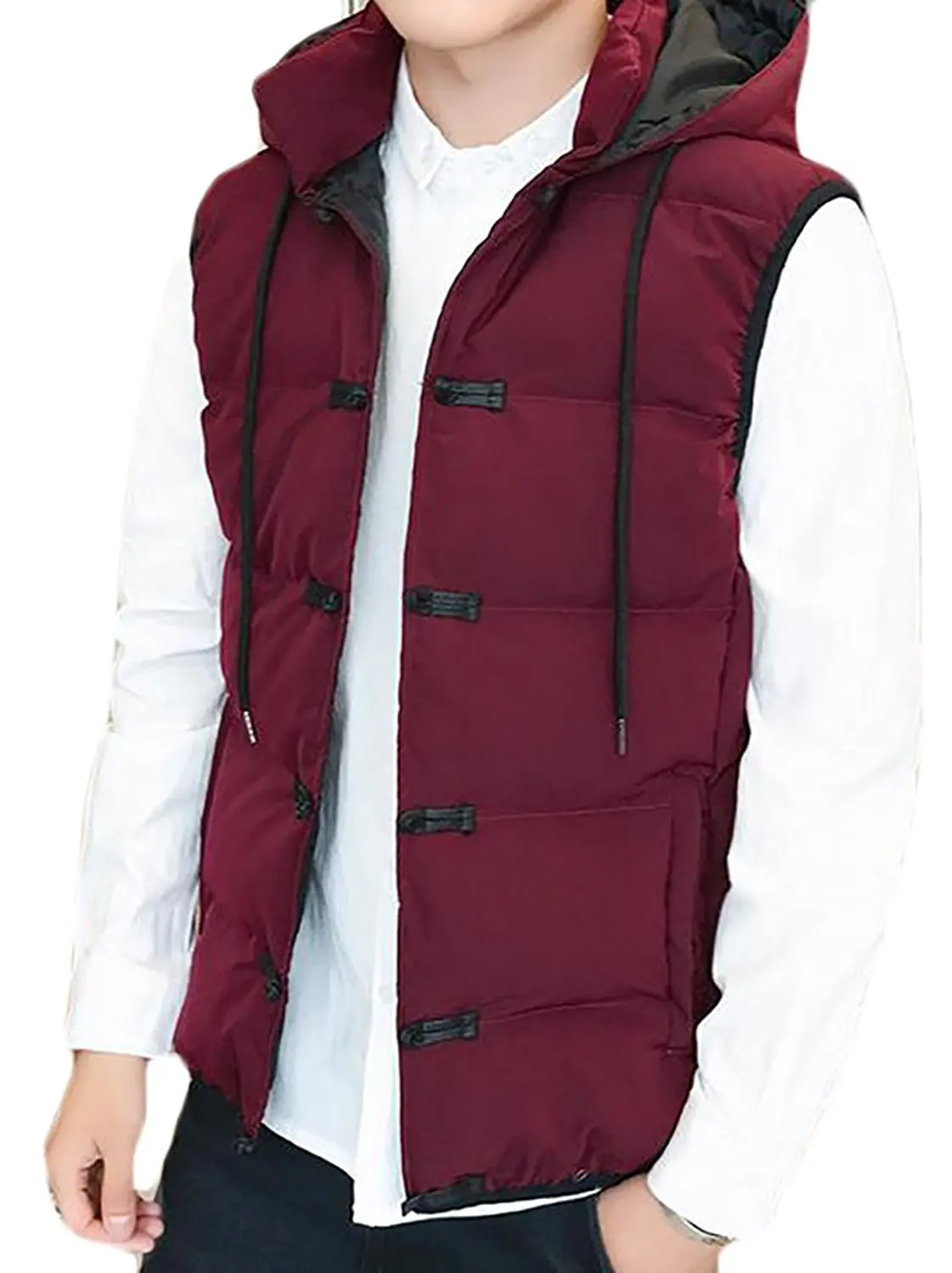 Fensajomon Mens Warm Sleeveless Turtleneck Winter Down Quilted Jacket Coat Outwear Vest