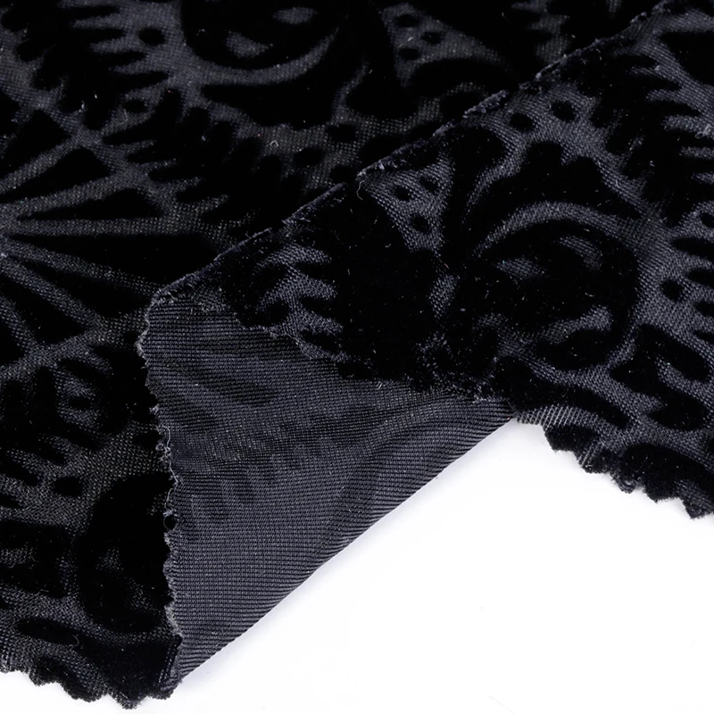 
2020 Shaoxing New Fashion Design Custom 4 Way Jersey Burnout Velvet Stretch Fabric For Dress Garments 