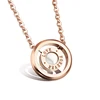 Stainless Steel Lady Rose Gold Plated Necklace Jewelry Natural Pearl Forever Love Eternity Ring Pendant Necklace