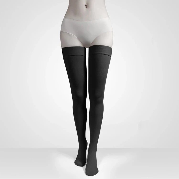 

Thigh High Medical 20-30 mmhg compression stocking Closed Toe 70% nylon+30% spandex black woman sock