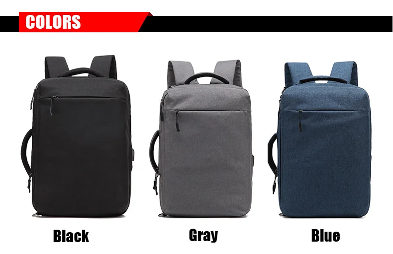 3IN1 waterproof multifunctional unisex USB charging port laptop school backpack rucksack back pack messenger bag satchel 2017