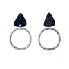 New Arrival Simple Unique Black Triangle Dangle Earring Gold Plated Geometric Irregular Round Drop Earring