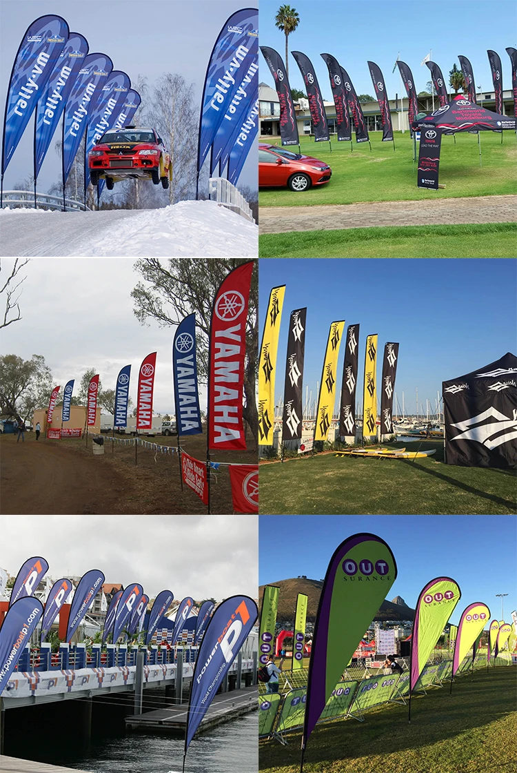 Outdoor Advertising Promotion Teardrop Feather Flying Beach Flag Banner kits