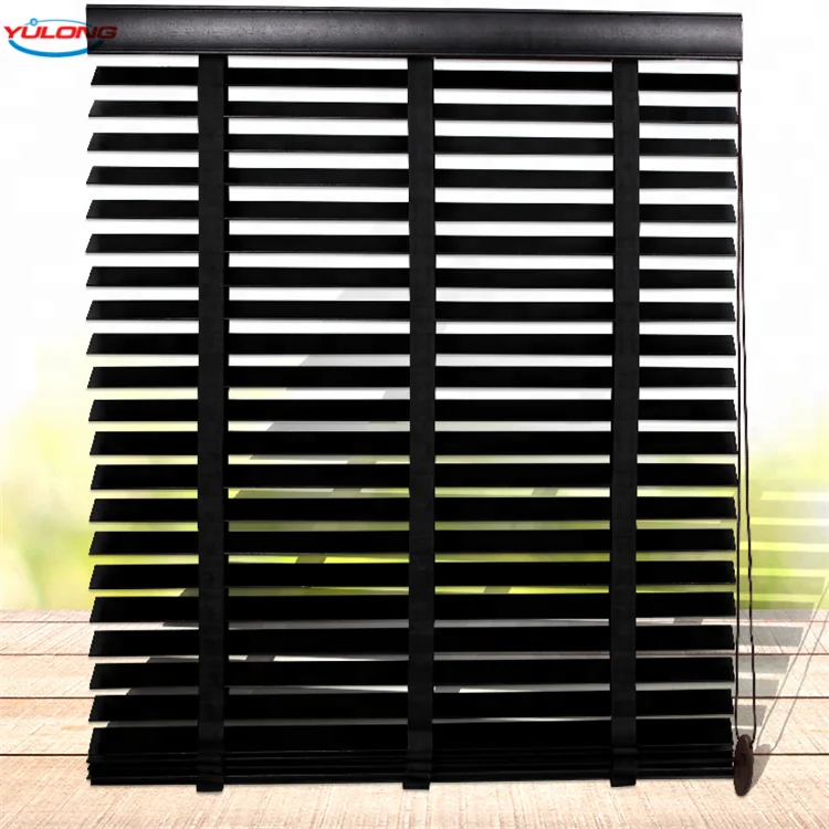 

High Quality 50mm Curtain Wood Blinds Window Venetian Blinds Pretty And Practical Wooden Blinds Black, Customized