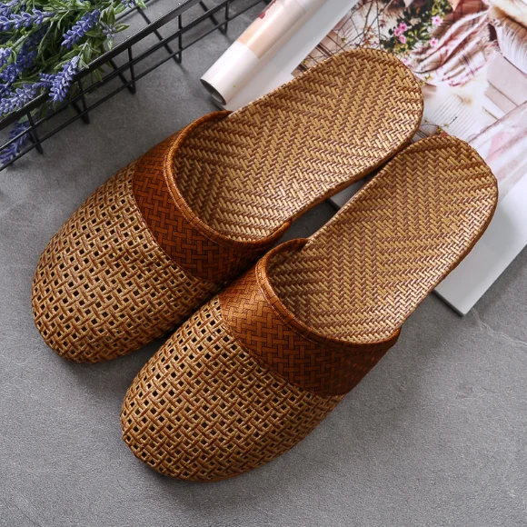 

Man & Woman lovers Slides Fashion Style Round Shape Summer Trend Straw Indoor Slippers Cool Straw Shoes, Choose from pictures