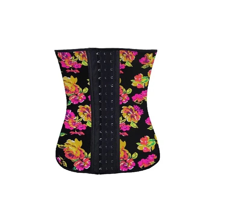 

wholesale latex waist trainer with flower skulls star pattern, Pink;purple;blue;black