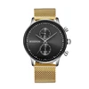 Silver brushed case wristwatch men slim edge case chrono diamond watch