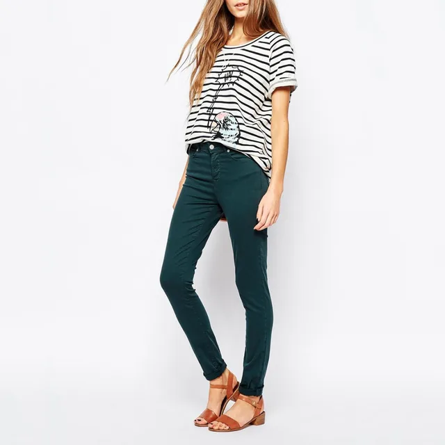 dark green plain skinny girls sexy tight jeans pants