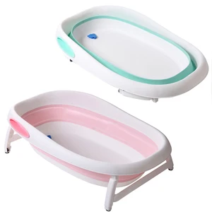 Image of Portable Folding Baby Bath Tub Anti-Slip Bottom Non-Toxic Material Children Bathtub Bucket for Baby Bathing