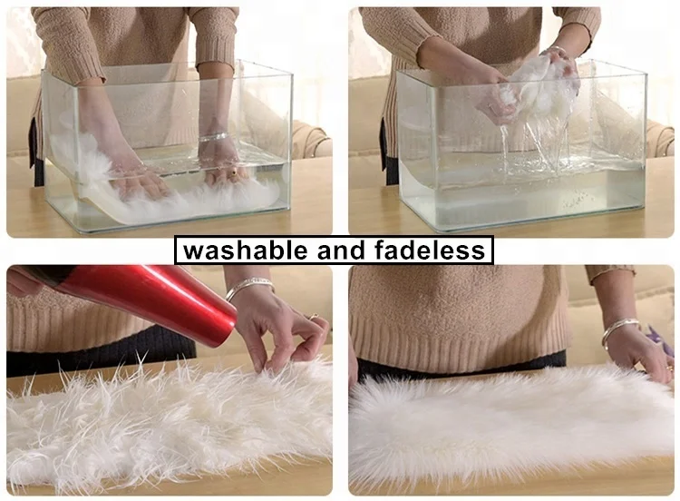 Custom Square Round Shape Fake Fur Rugs Plush Faux Fur Rug Pink