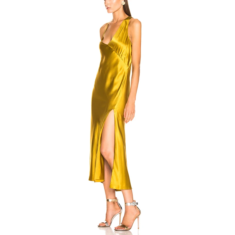 Wholesale 2020 New Arrivals Women Spring Summer Satin Dress Fashion
