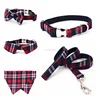 plaid dog collar with bow& bandana personalized diy pet collar