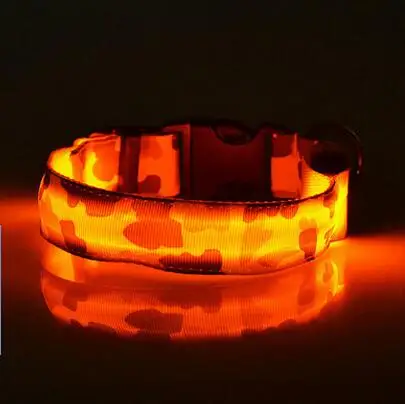 

2017 new style Camouflage flexible length 35-60cm LED lamp dog collar with 7 colors strip light style flash light led dog leash