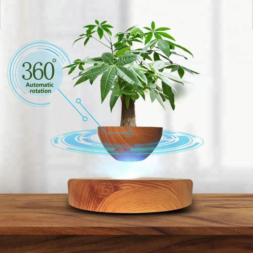 

HCNT Levitation Mini Wood Grain Flowerpot air bonsai floating bonsai pot, Light wood grain, medium wood grain, deep wood grain