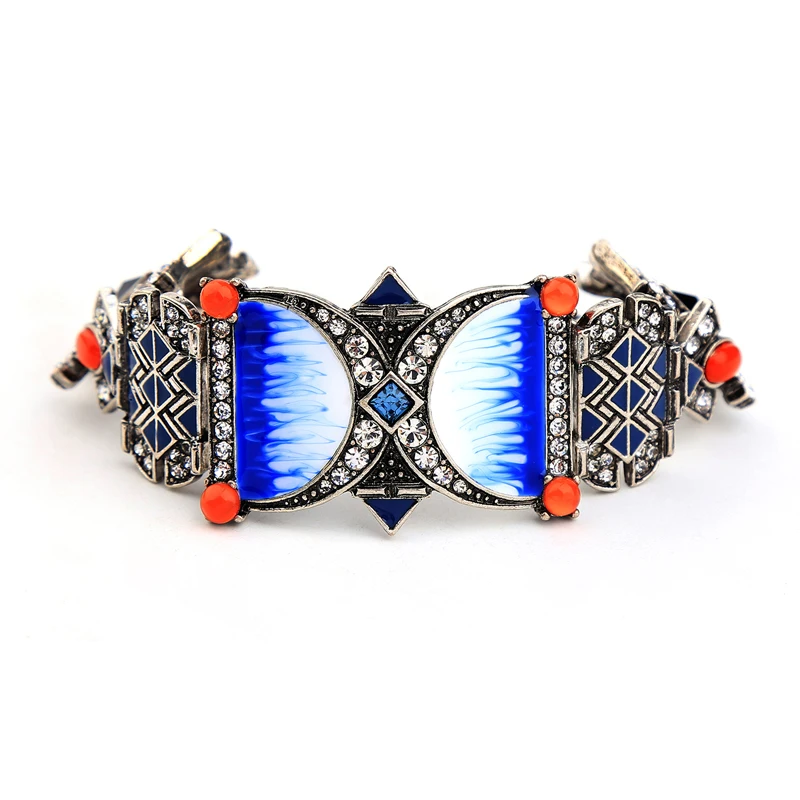 

sl00369b Bohemian Retro Diamond Blue Enamel Fashion Alloy Bracelet Trend 2021