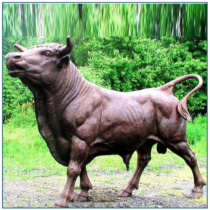 Outdoor Decorative Antique Animal Life Size Cast Bronze Brass Bull