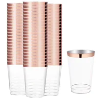 

Disposable Plastic Transparent Cup Gold Bronzing Wedding Party Wine Juice Cup Tableware for Home Party Supplies