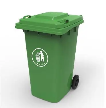 

240L Plastic Outdoor Two Wheels Dustbin, Grey/green/blue