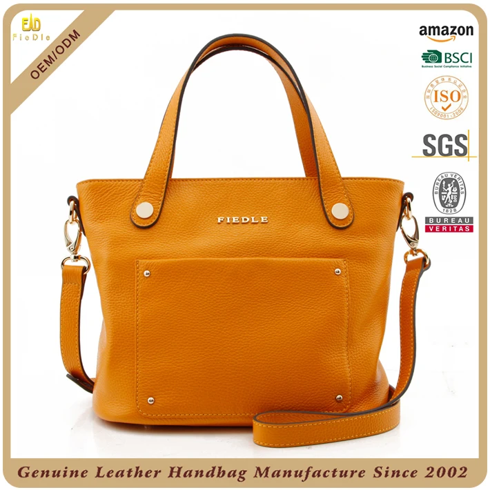 CSYH433-001 top grade yellow full grain cow leather women handbags wholesale