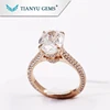 Tianyu gems Customized 14k/18k rose gold ring 3ct oval crushed ice cut moissanite full paved engagement ring
