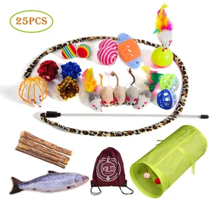 Image of 2019 pet cat toy set with plush mouse Sisal ball cat tunnel 25 pcs toys for cats