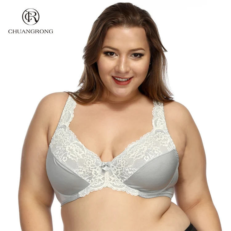 

Full cup ultra-thin comfortable soft plus size cotton lace bra with underwire, As show or on your request