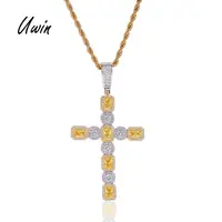 

Fashion 18K Gold Plated Two Tone Iced Out CZ Cross Diamond Pendant Mens Jewelries