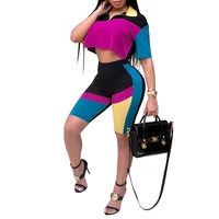 

Printed summer clothes club wear outfits 2 piece short set women