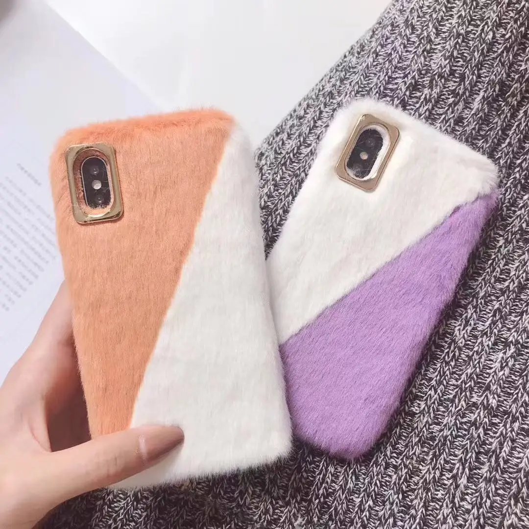 Elegant Stylish Plush Colour Matching Fluffy Phone Case For Iphone 6 7