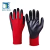 2019 Custom Design 18 G Nylon Knitted Shell Gray PU Palm Coating Safety Work Nitrile Gloves for Assembly