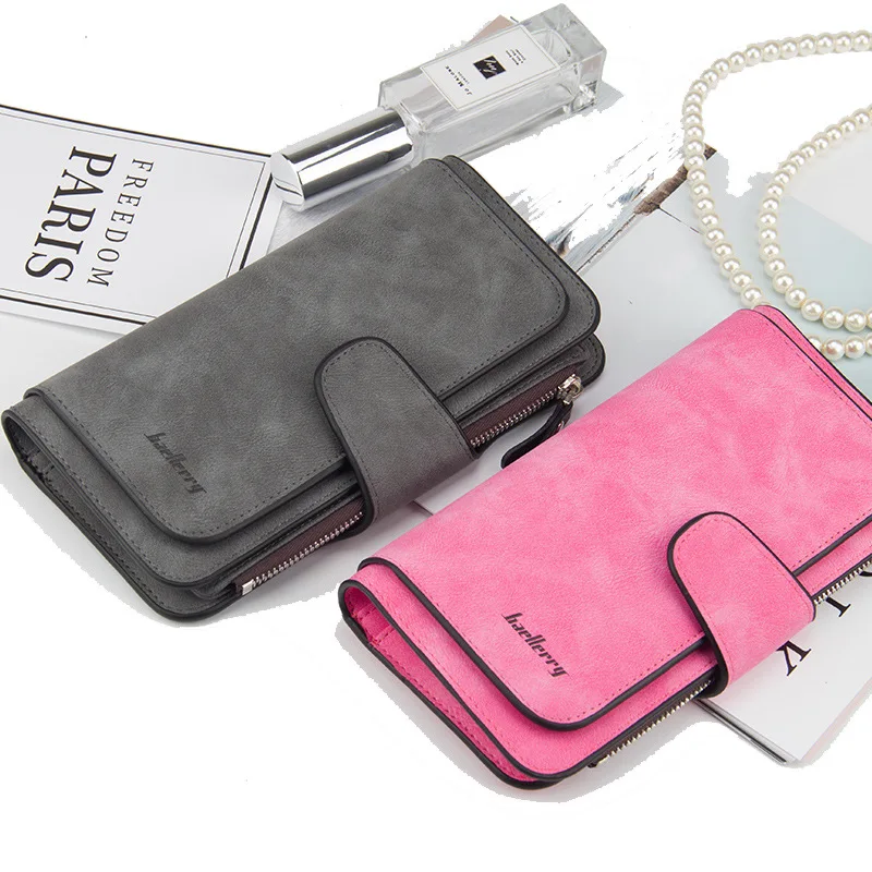 

2021 New Style PU Leather fashion Long Style Wallet For Woman,Women's Vintage Button large capacity purse bag, Many colors